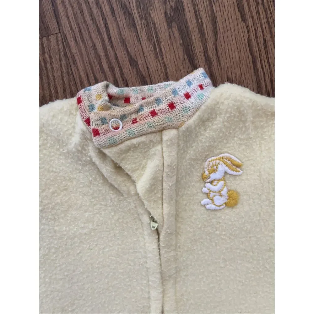VTG Carter's Baby Sleep Sack Wearable Blanket Yellow Fleece Embroidered 0-9M